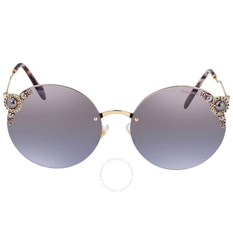 Miu Miu Pale Gold Round Sunglasses MU 52TS WO42H2 60